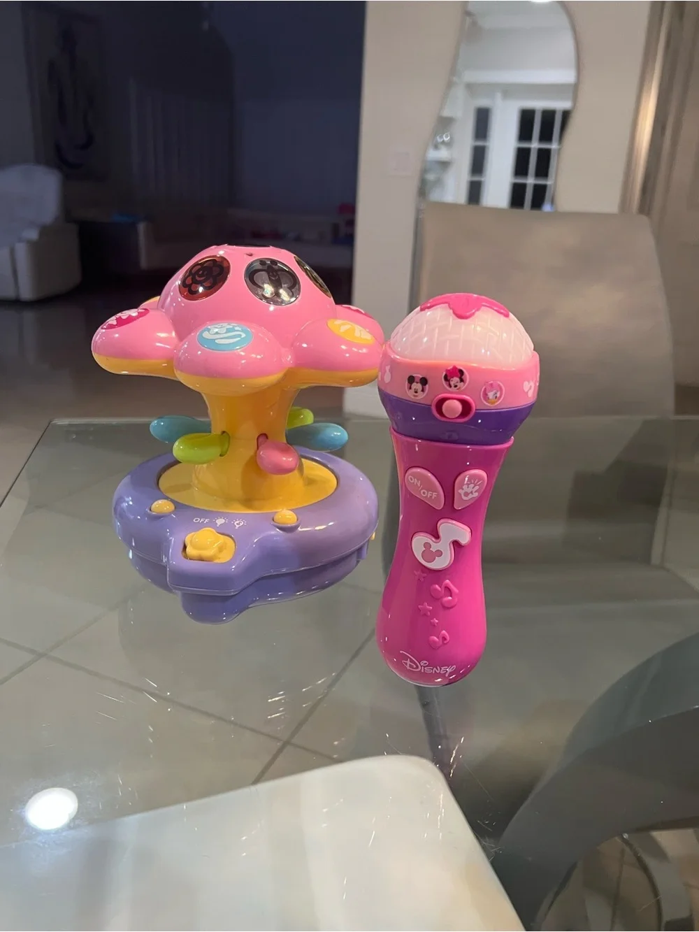 Disney Baby/Toddler Minnie Mouse Microphone + Musical spinning Toy bundle